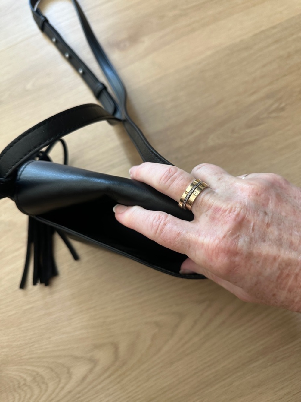 Coach and Four Black Leather Crossbody with Tassel - Picture 5 of 7
